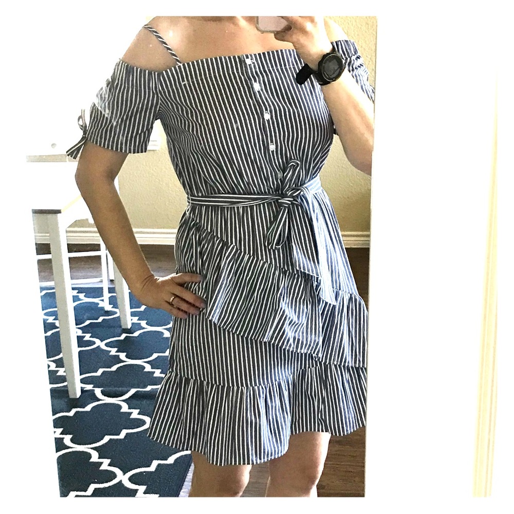 ASOS Off Shoulder Sundress in Stripe, Size 6. New.